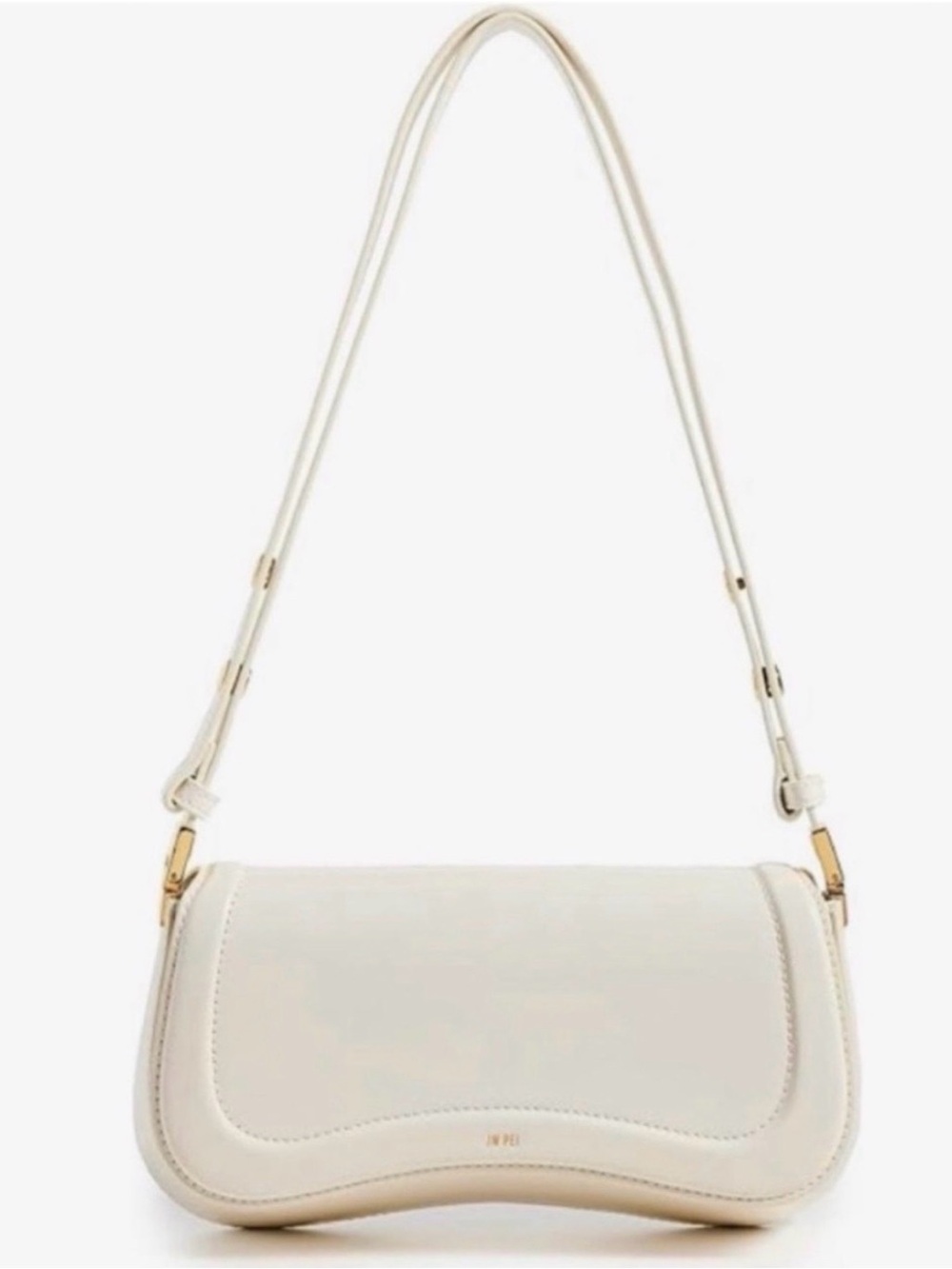 JW Pei Women’s Vegan Leather Cream Shoulder Bag with Gold Hardware and Dust Bag
